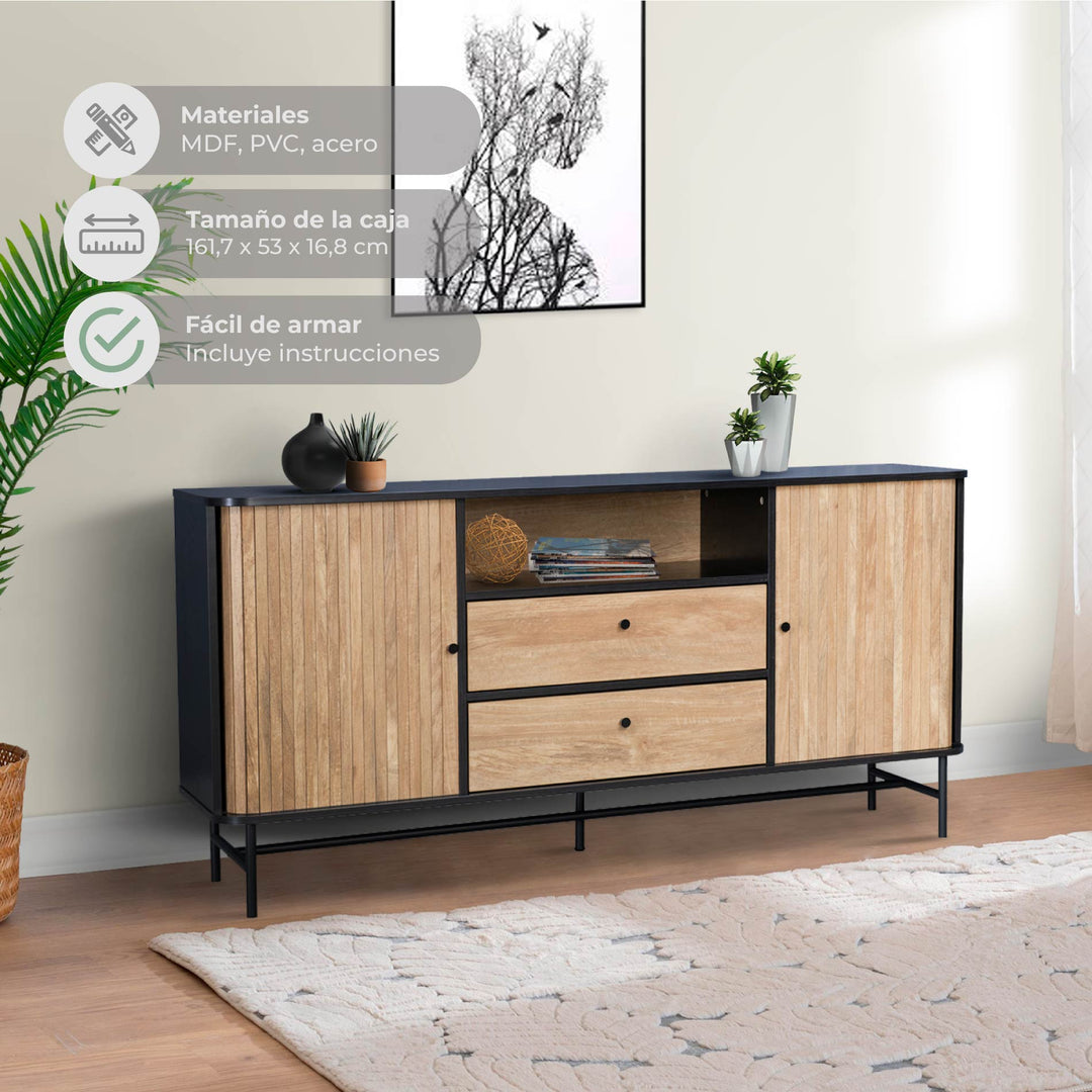 Cómoda Cajonera Moderna con Puertas Corredizas