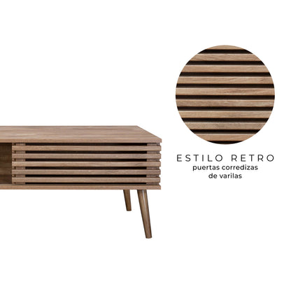 Mesa de Centro Retro con Estante Café