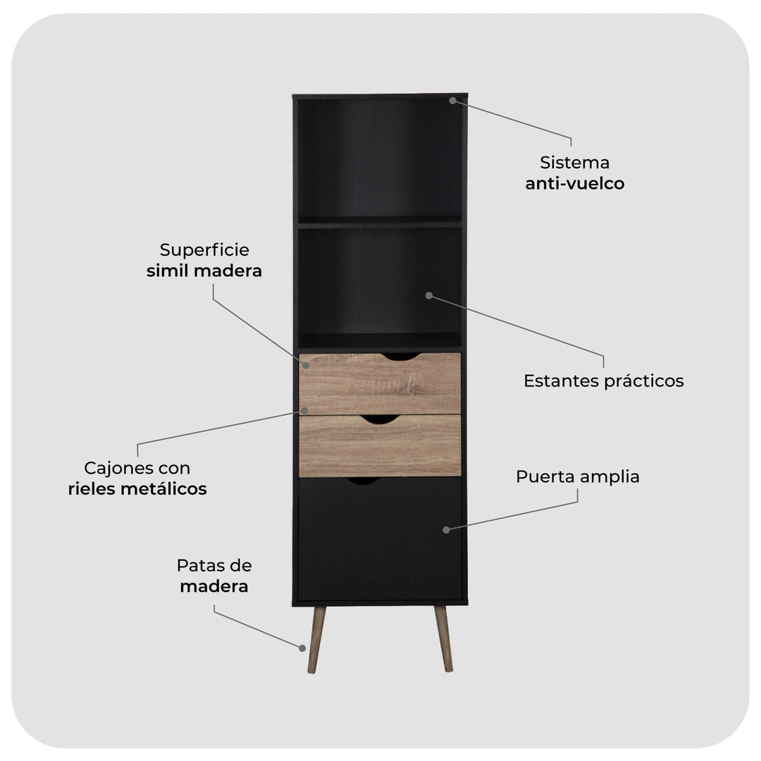 Librero Nórdico Gotemburgo Black