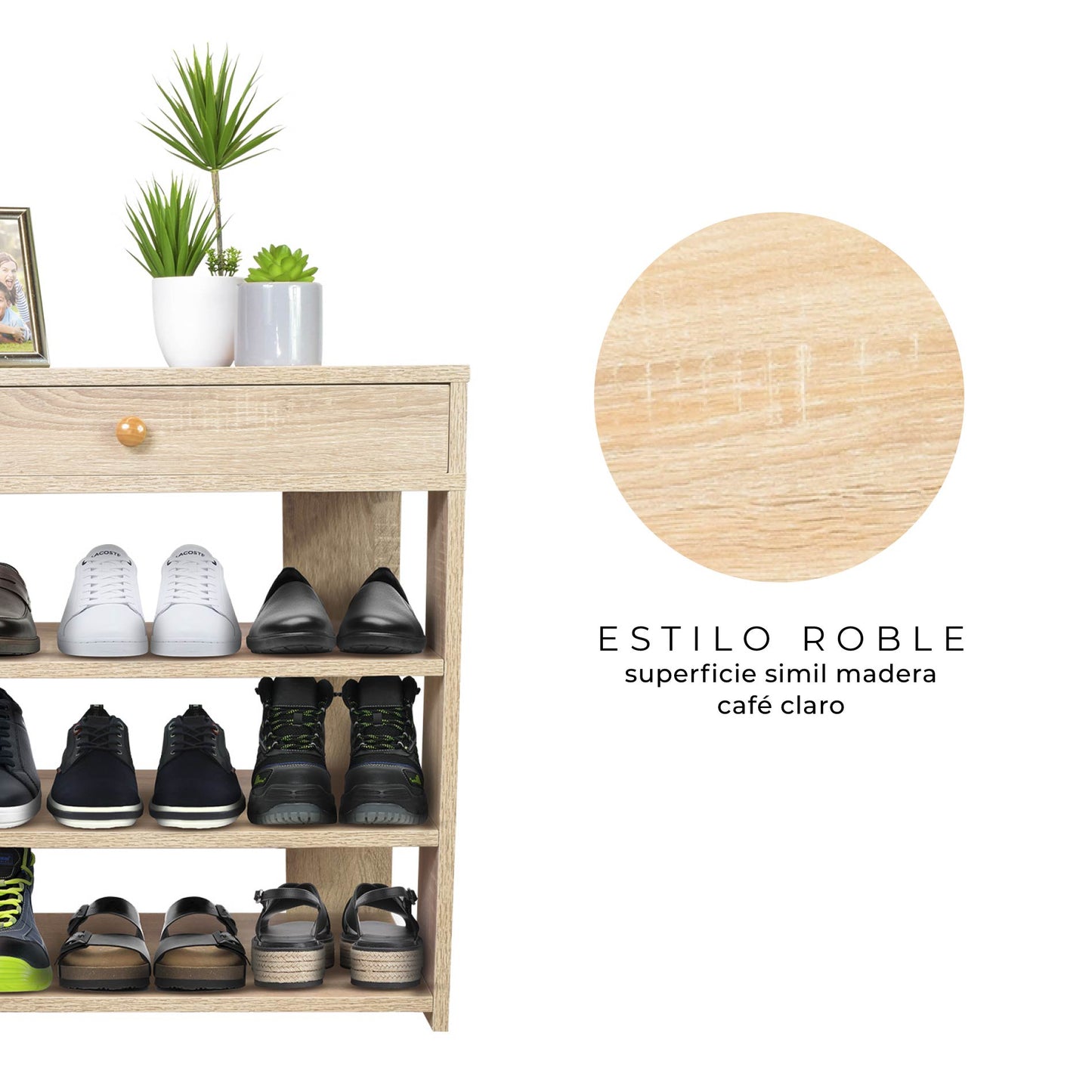 Zapatero Con Cajón Minimalista Estilo Madera Roble
