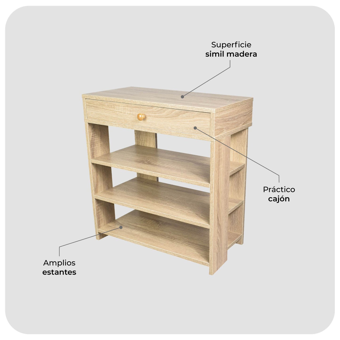 Zapatero Con Cajón Minimalista Estilo Madera Roble