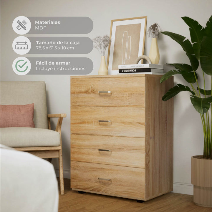 Cómoda Cajonera Kasuga Estilo Roble