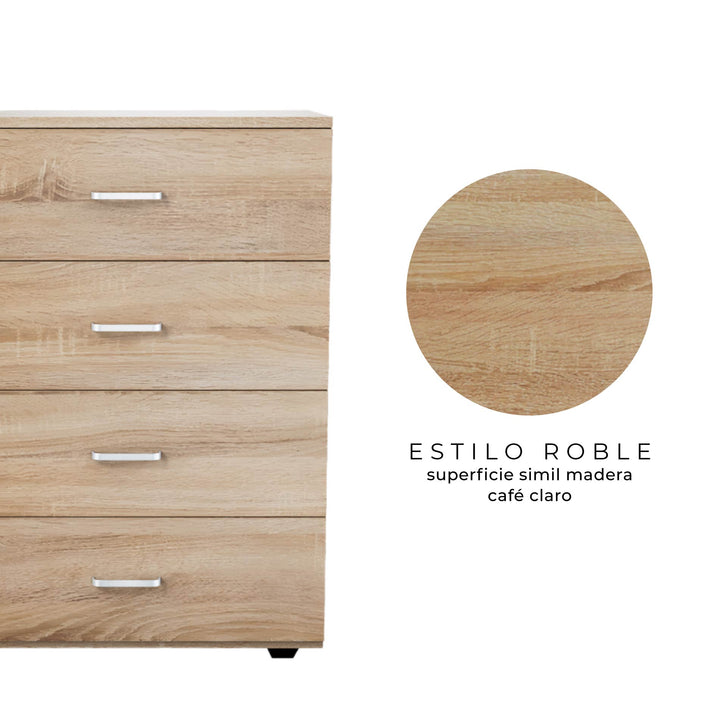 Cómoda Cajonera Kasuga Estilo Roble