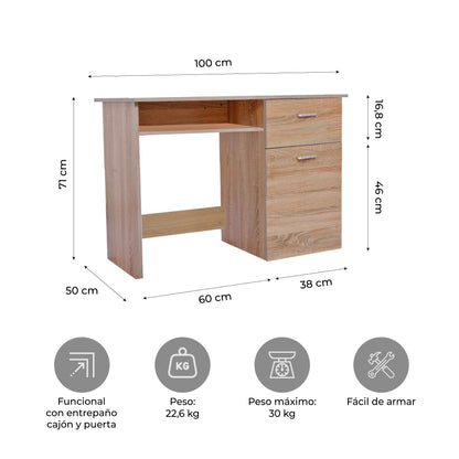 Escritorio con Cajones Minimalista Estilo Madera Roble