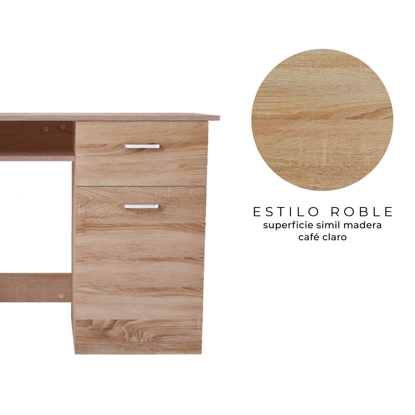 Escritorio con Cajones Minimalista Estilo Madera Roble