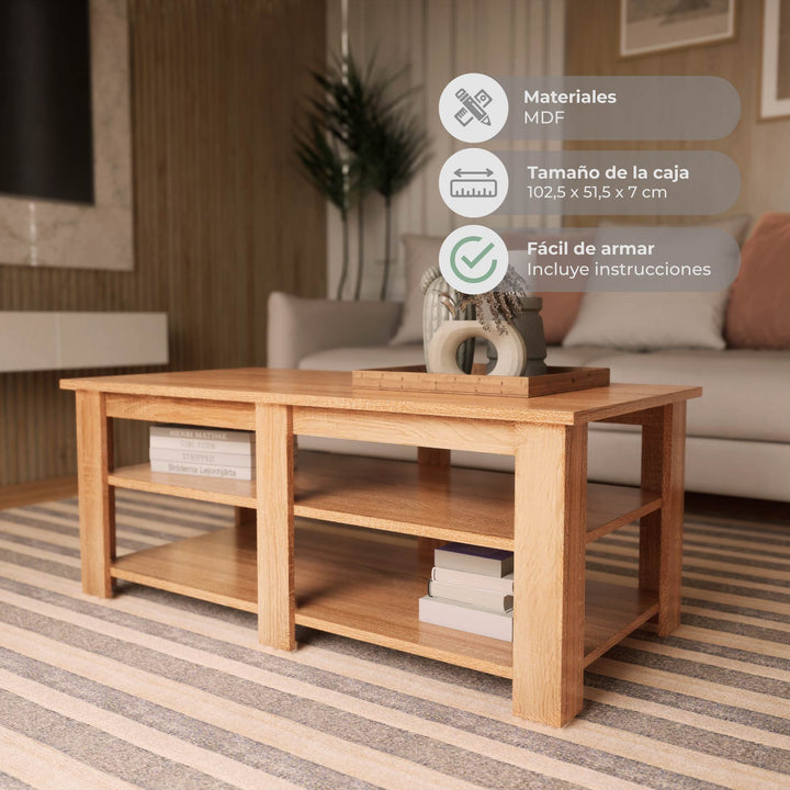 Mesa de Centro Saitama Estilo Roble