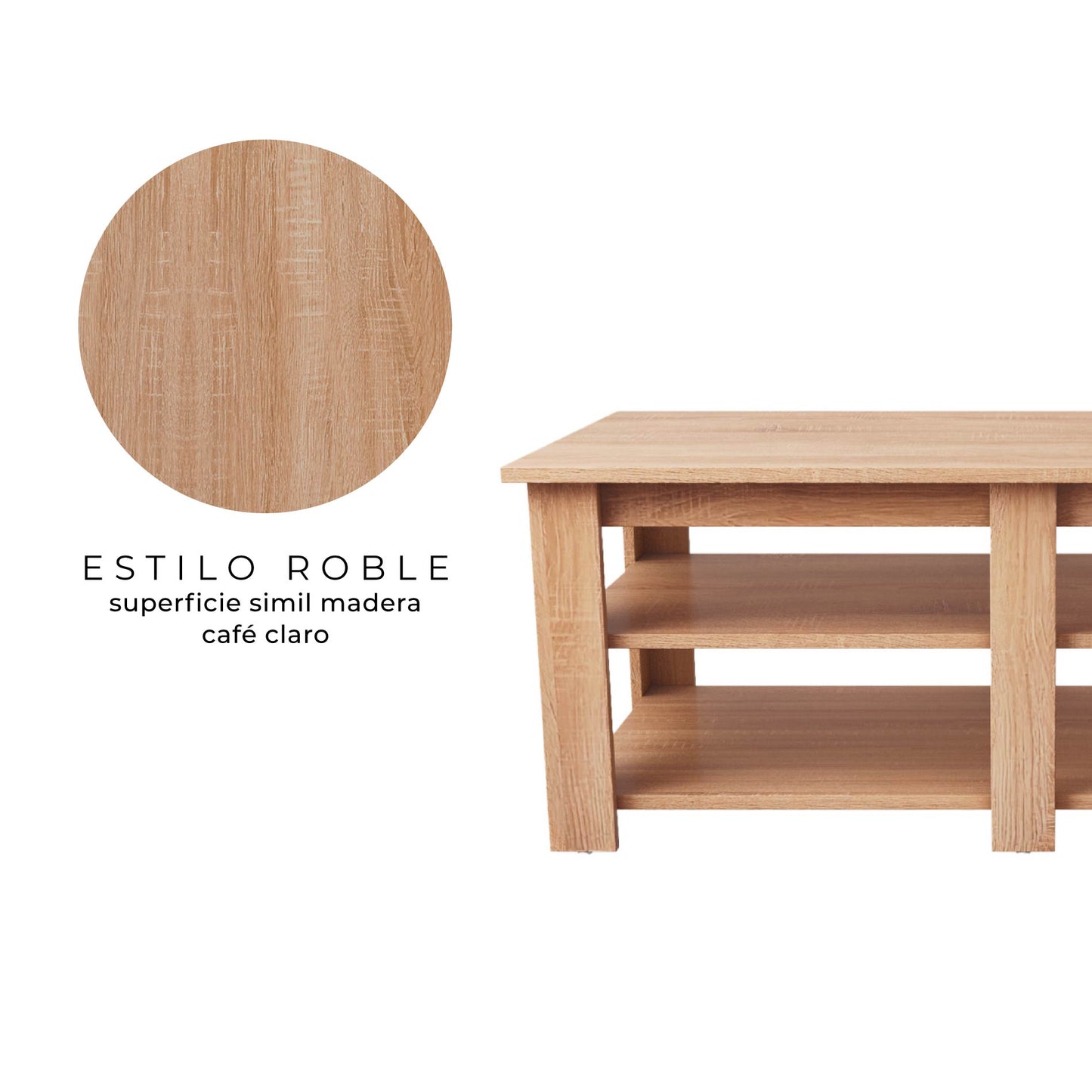 Mesa de Centro Minimalista Estilo Madera Roble