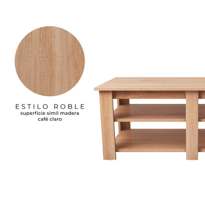 Mesa de Centro Minimalista Estilo Madera Roble