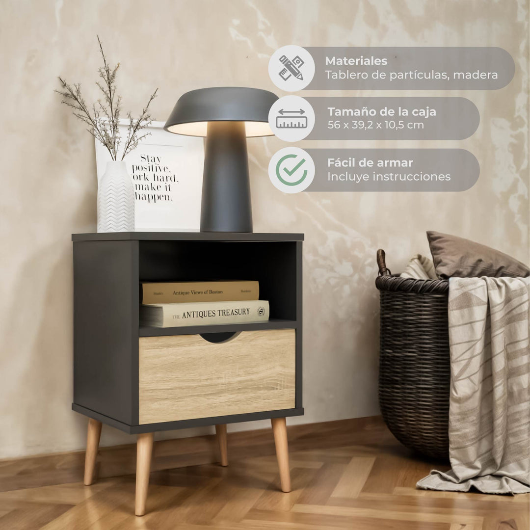 Combo Recámara Nórdica Black: 2 Burós + Cómoda