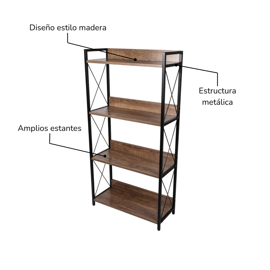 Librero Estante Durban Minimalista Café y Negro