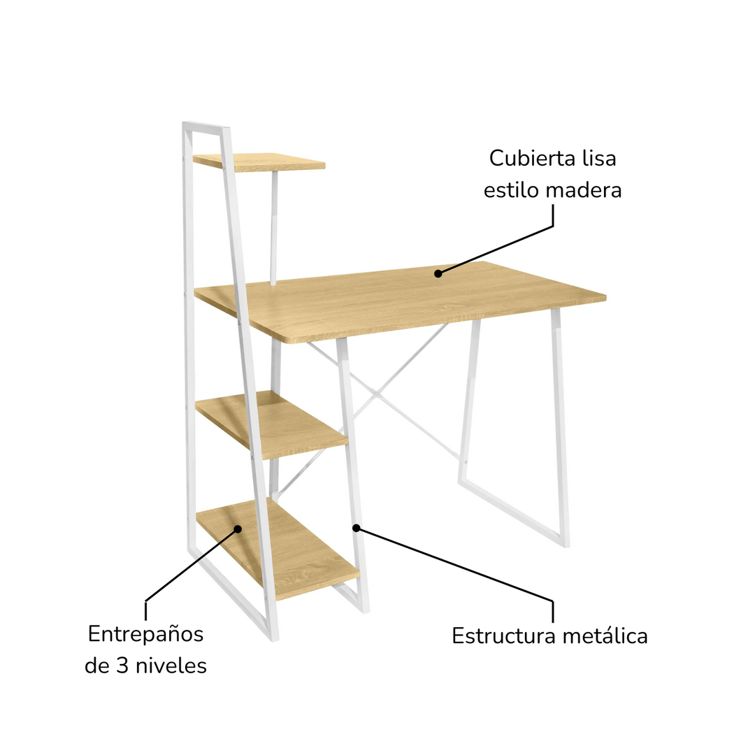 Escritorio Toronto con Repisas Café
