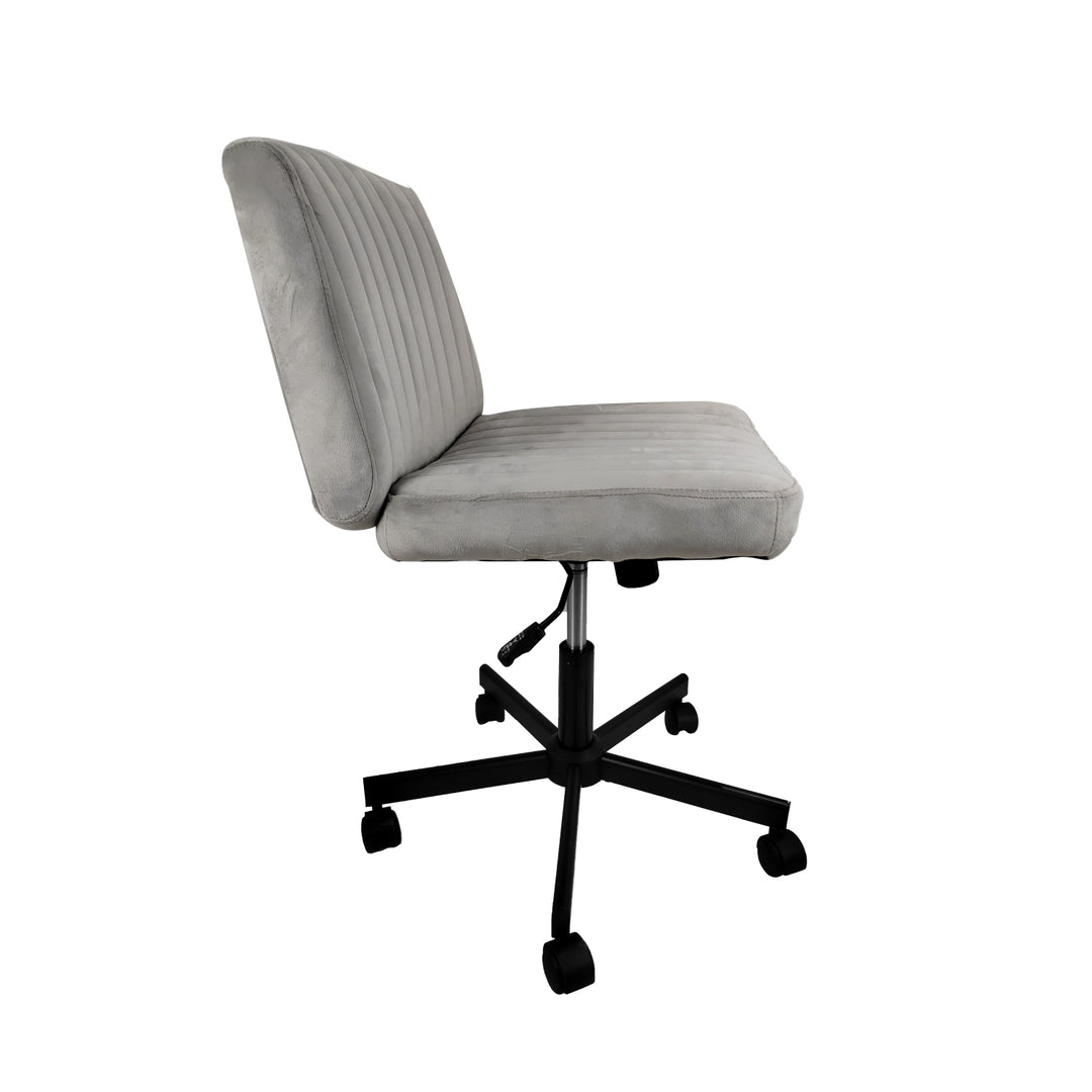 Silla de Oficina Acanalada de Terciopelo Gris Claro