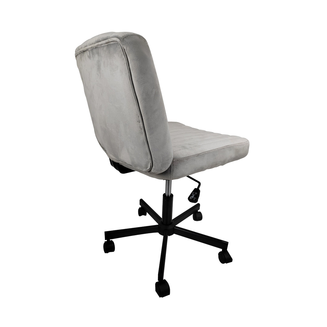 Silla de Oficina Acanalada de Terciopelo Gris Claro