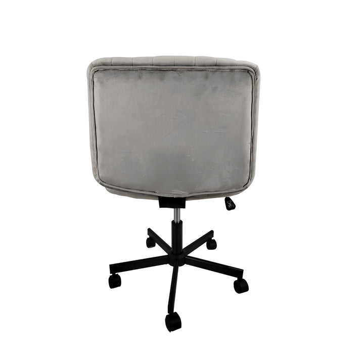 Silla de Oficina Acanalada de Terciopelo Gris Claro