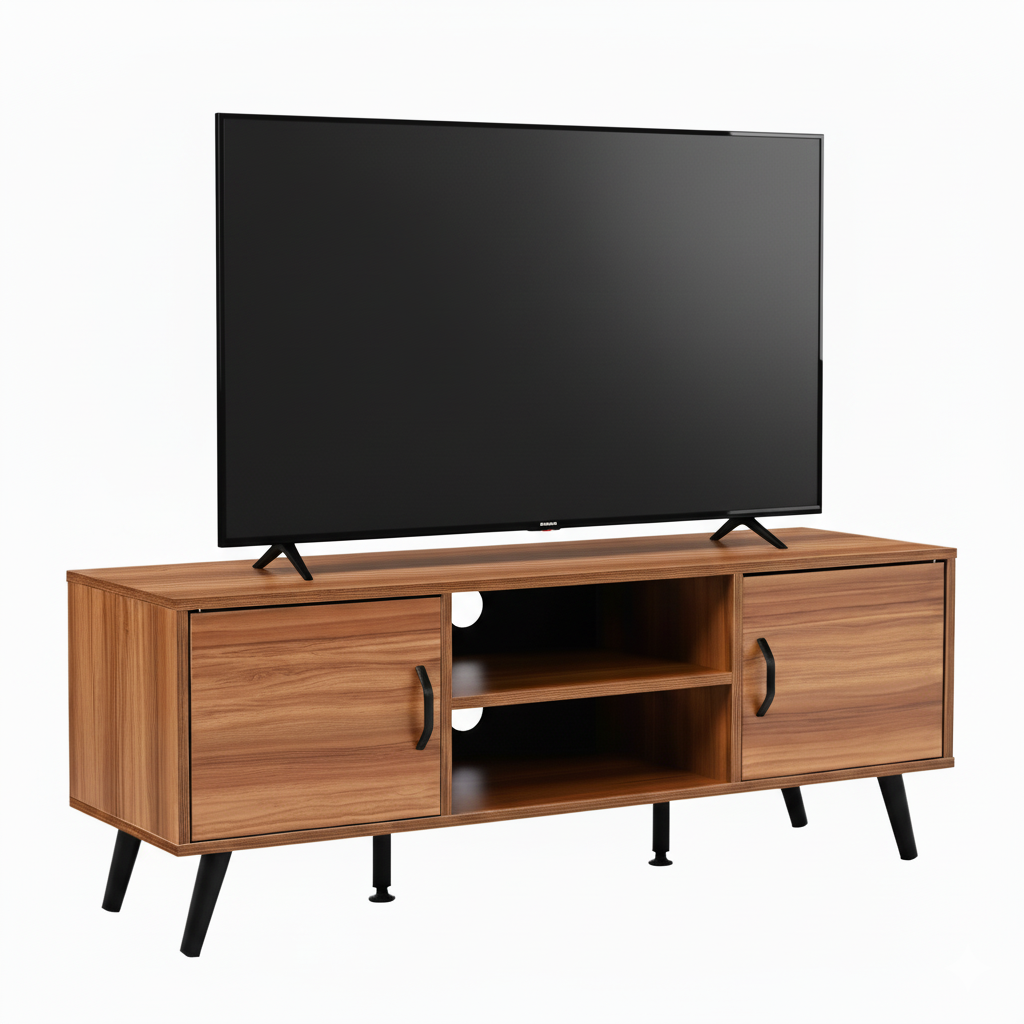 Mueble de TV Lucca-C con Puertas y Entrepaños Café