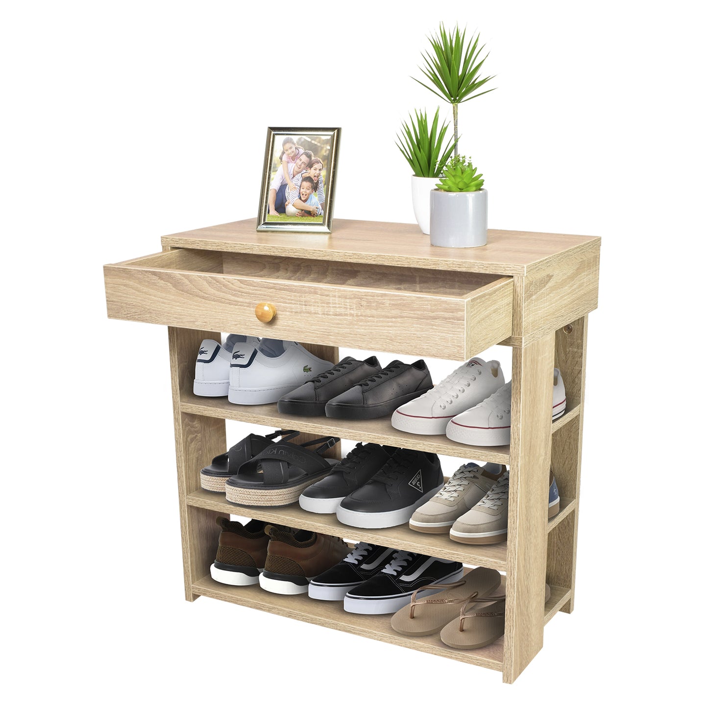Zapatero Con Cajón Minimalista Estilo Madera Roble