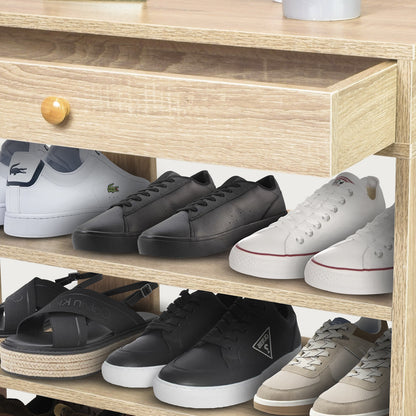 Zapatero Con Cajón Minimalista Estilo Madera Roble