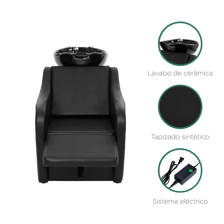 Sillón Lava Cabezas Para Peluquería y Estética Negro