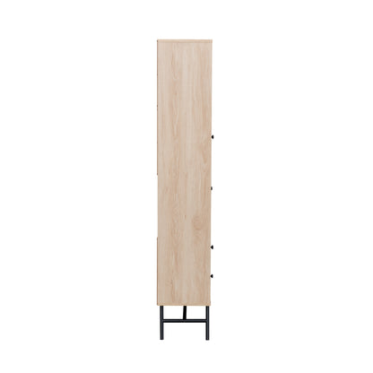 Librero con Estantes Puertas y Cajones de Ratán