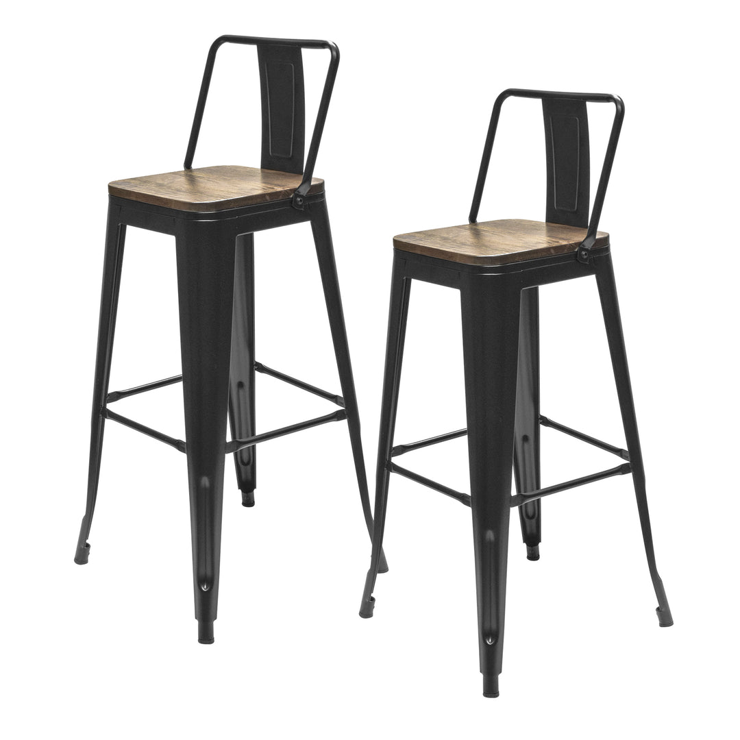 Set 2 Bancos Altos con Mini Respaldo Negro y Café