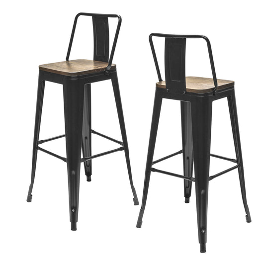 Set 2 Bancos Altos con Mini Respaldo Negro y Café