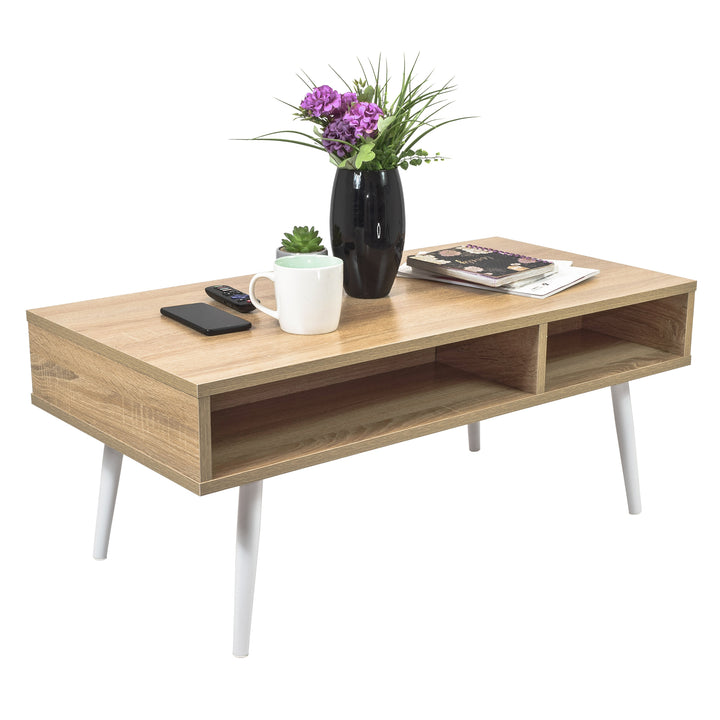 Mesa de Centro Lome con Cajón y Entrepaño Beige y Blanca