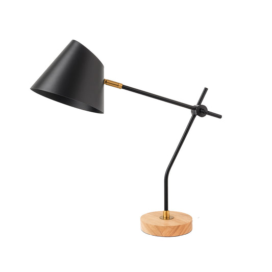 Lámpara de Mesa LED Moderna Negra Base Madera