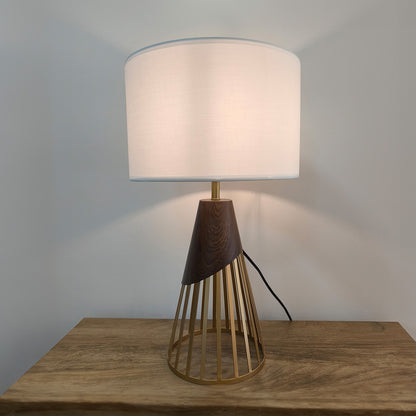 Lámpara de Mesa LED Base Varillada Dorada