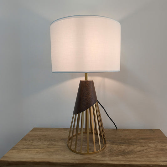 Lámpara de Mesa LED Base Varillada Dorada