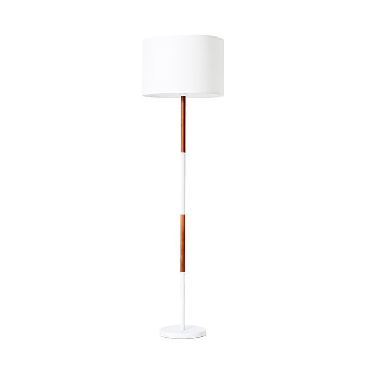 Lámpara de Pie LED Moderna Blanca Detalles Madera
