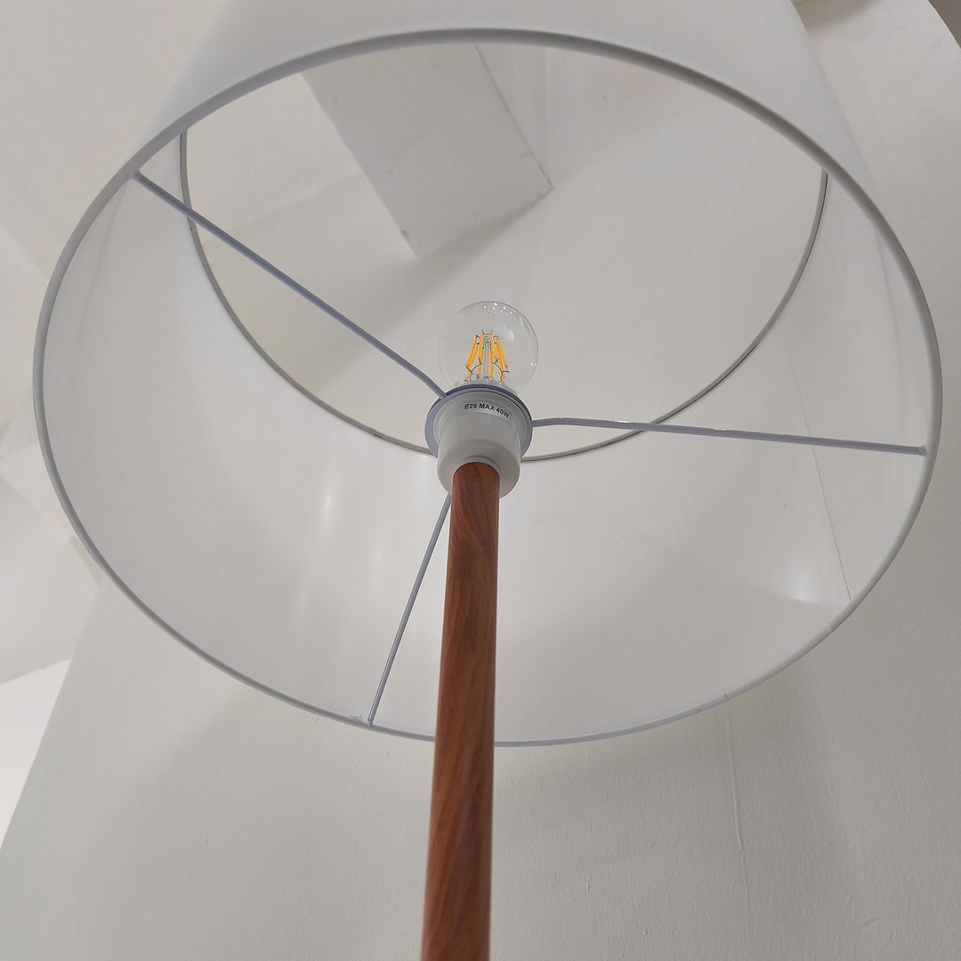 Lámpara de Pie LED Moderna Blanca Detalles Madera