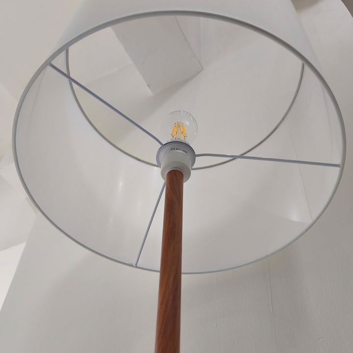 Lámpara de Pie LED Moderna Blanca Detalles Madera