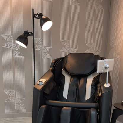 Lámpara de Pie LED Moderna Metálica Doble Negra