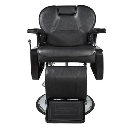 Silla Barbería Luxur Reclinable con Descansa Pies Negra