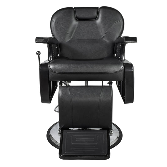 Silla Barbería Luxur Reclinable con Descansa Pies Negra