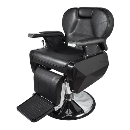 Silla Barbería Luxur Reclinable con Descansa Pies Negra