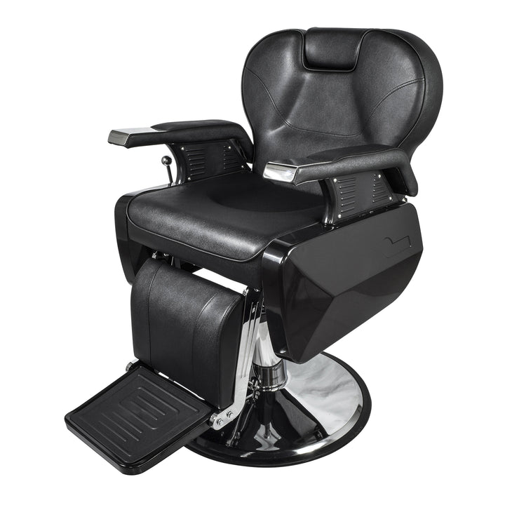 Silla Barbería Luxur Reclinable con Descansa Pies Negra
