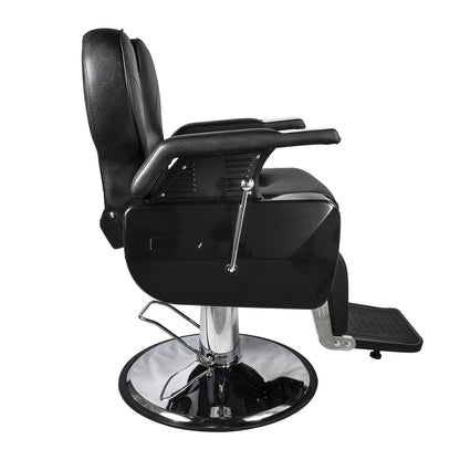 Silla Barbería Luxur Reclinable con Descansa Pies Negra