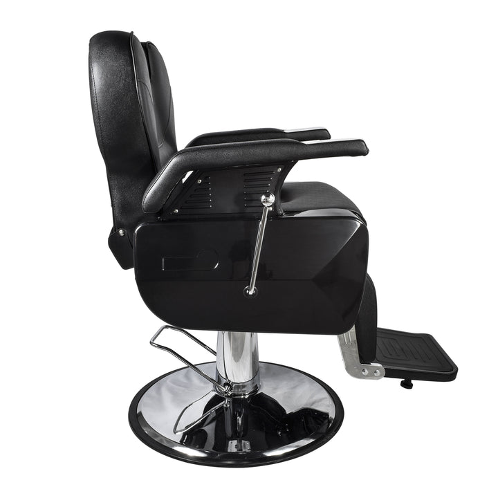 Silla Barbería Luxur Reclinable con Descansa Pies Negra