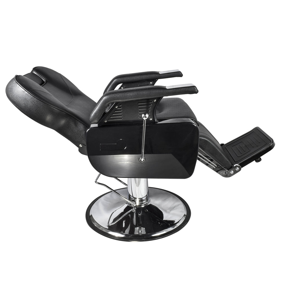 Silla Barbería Luxur Reclinable con Descansa Pies Negra