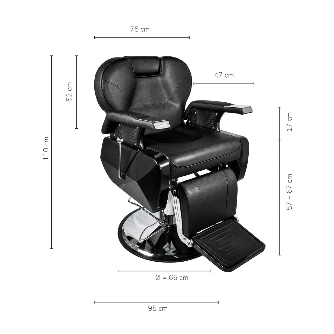 Silla Barbería Luxur Reclinable con Descansa Pies Negra