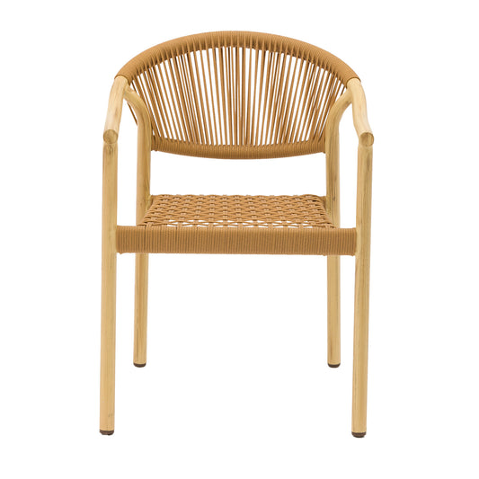 Set 4 Sillas de Exterior de Ratán Sintético Café Claro