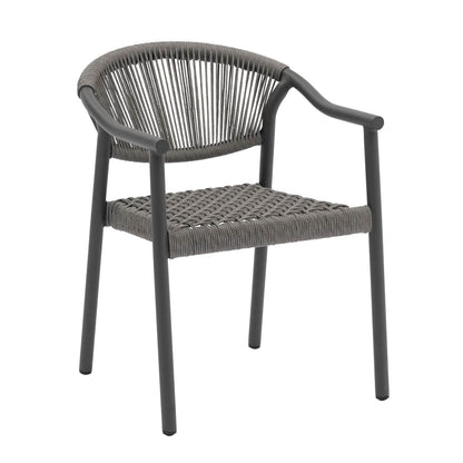 Set 4 Sillas de Exterior de Ratán Sintético Gris Oscuro