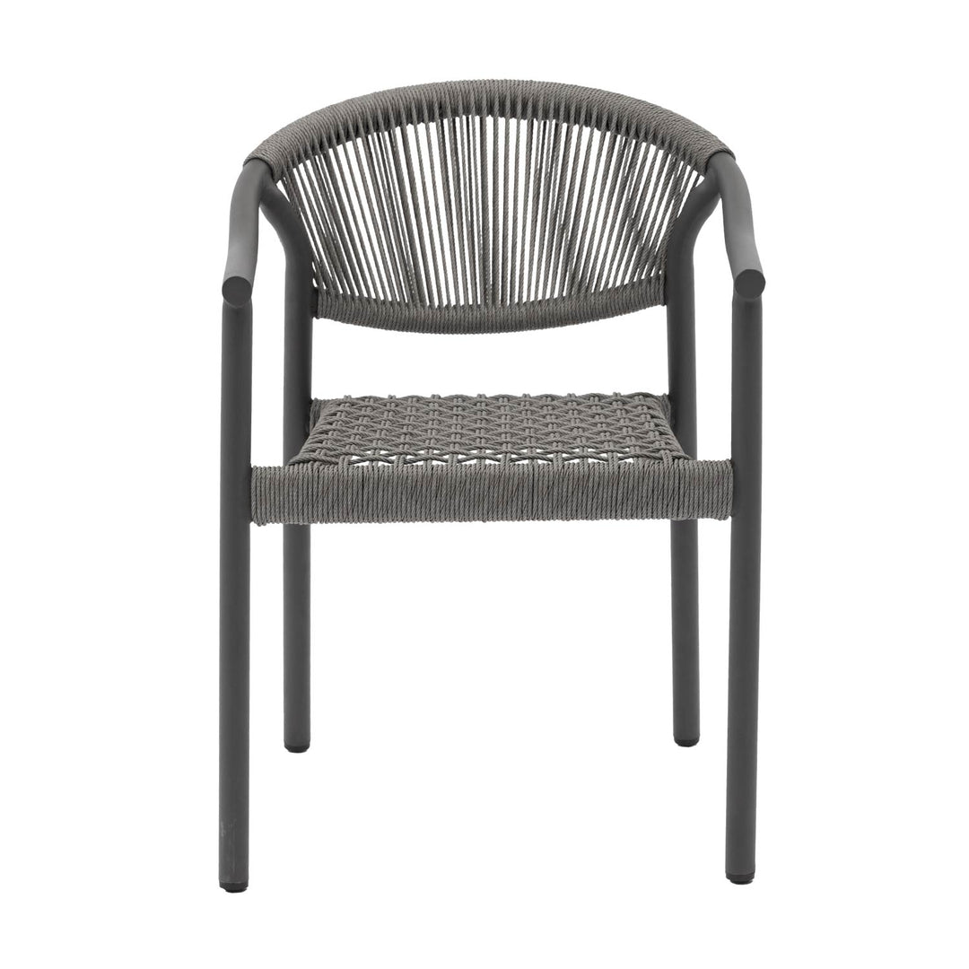 Set 4 Sillas de Exterior de Ratán Sintético Gris Oscuro