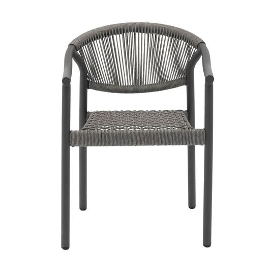 Set 4 Sillas de Exterior de Ratán Sintético Gris Oscuro