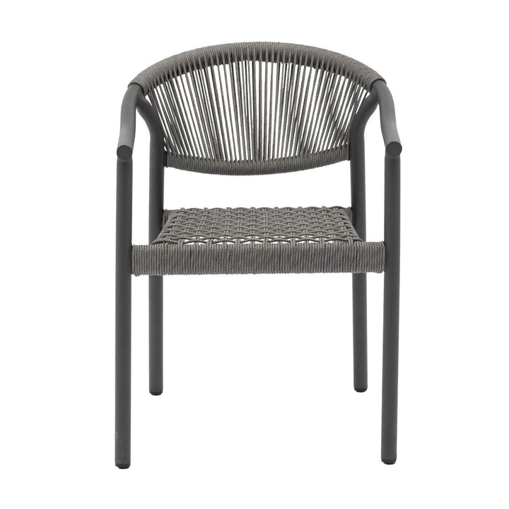 Set 4 Sillas de Exterior de Ratán Sintético Gris Oscuro