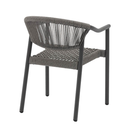 Set 4 Sillas de Exterior de Ratán Sintético Gris Oscuro