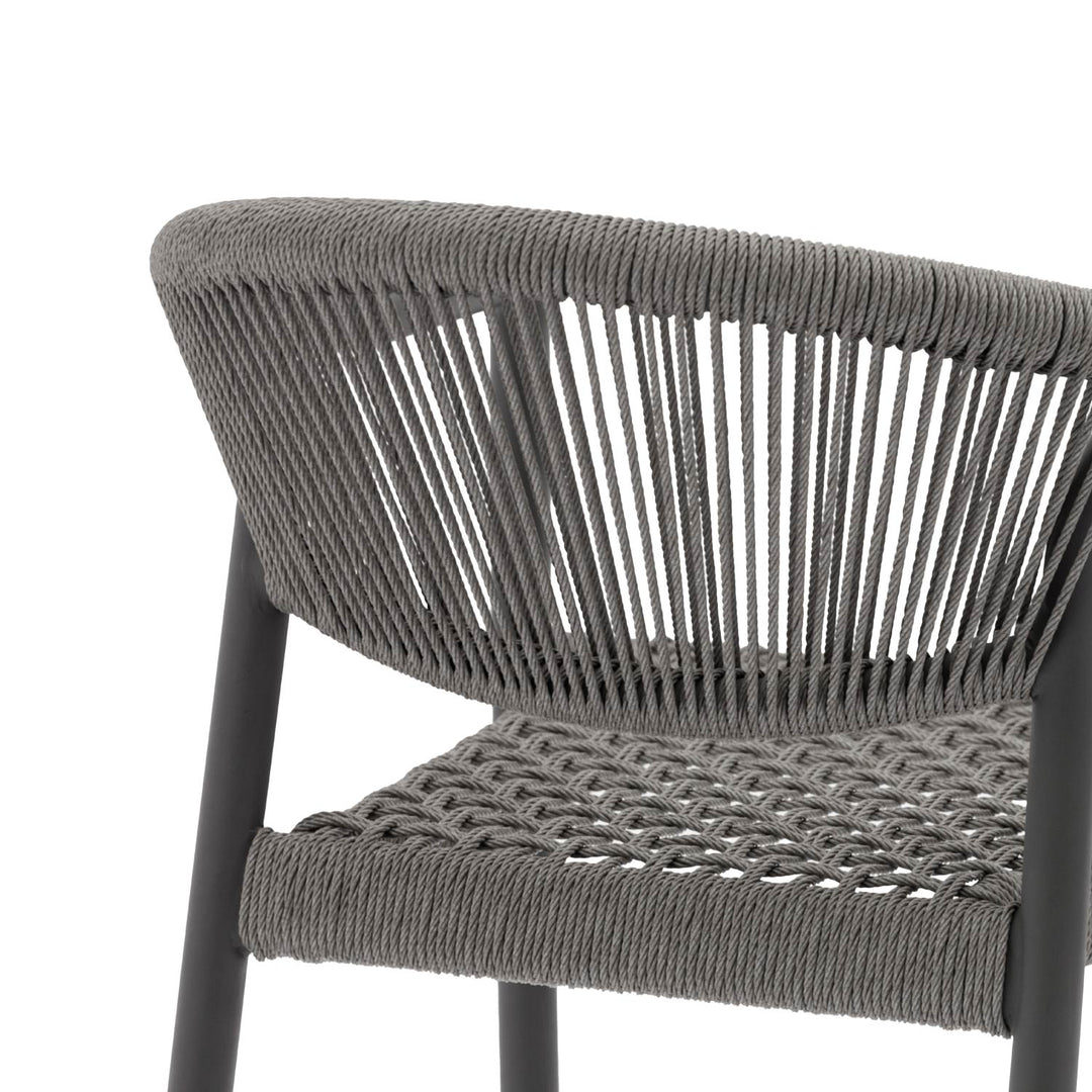 Set 4 Sillas de Exterior de Ratán Sintético Gris Oscuro