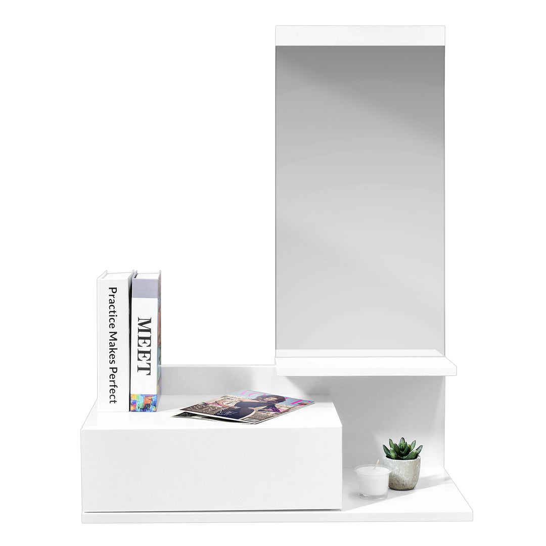 Recibidor Manchester con Espejo y Cajón Blanco