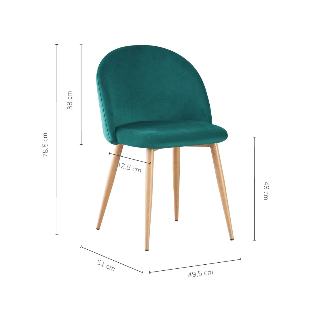 Set 4 Sillas de Sala Comedor Modernas Terciopelo Verde